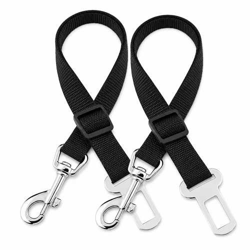 2 Pack Dog Car Seat Belt Adjustable Pet Safety Restraint Leash Lead Clip Black