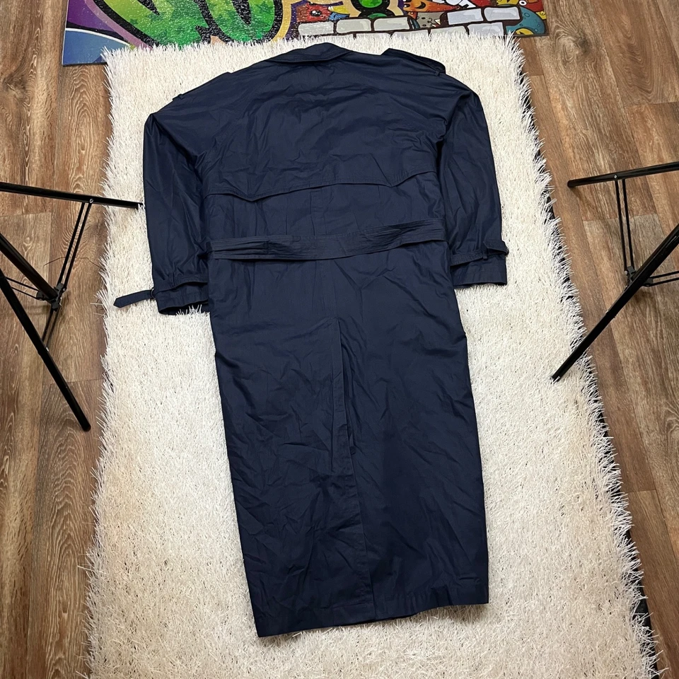 Yves Saint Laurent Trench Vintage Hombres Retro Raro Años 90 Capa Abrigo Chaqueta Azul Marino YSL Foto 2 de 4