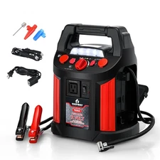 Goplus Jump Starter 1500 Peak/700 Instant Amps, 180 PSI Air Compressor Portab...