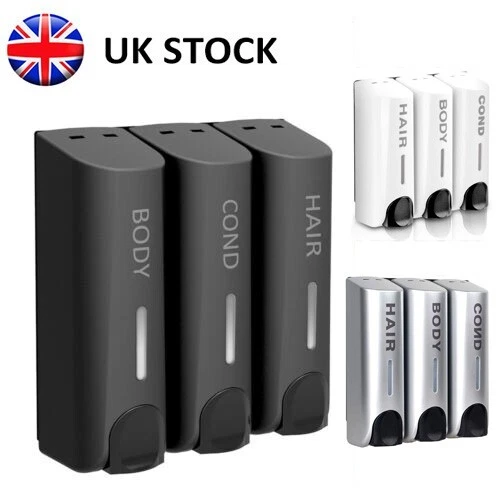 Soap Dispenser Wall Mounted Liquid Bathroom Hand Soap Shower Gel Shampoo UK