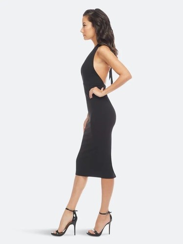 NWOT DRESS THE POPULATION Vanessa BLACK LOW V-NECK DRESS SIZE XS - Picture 2 of 12
