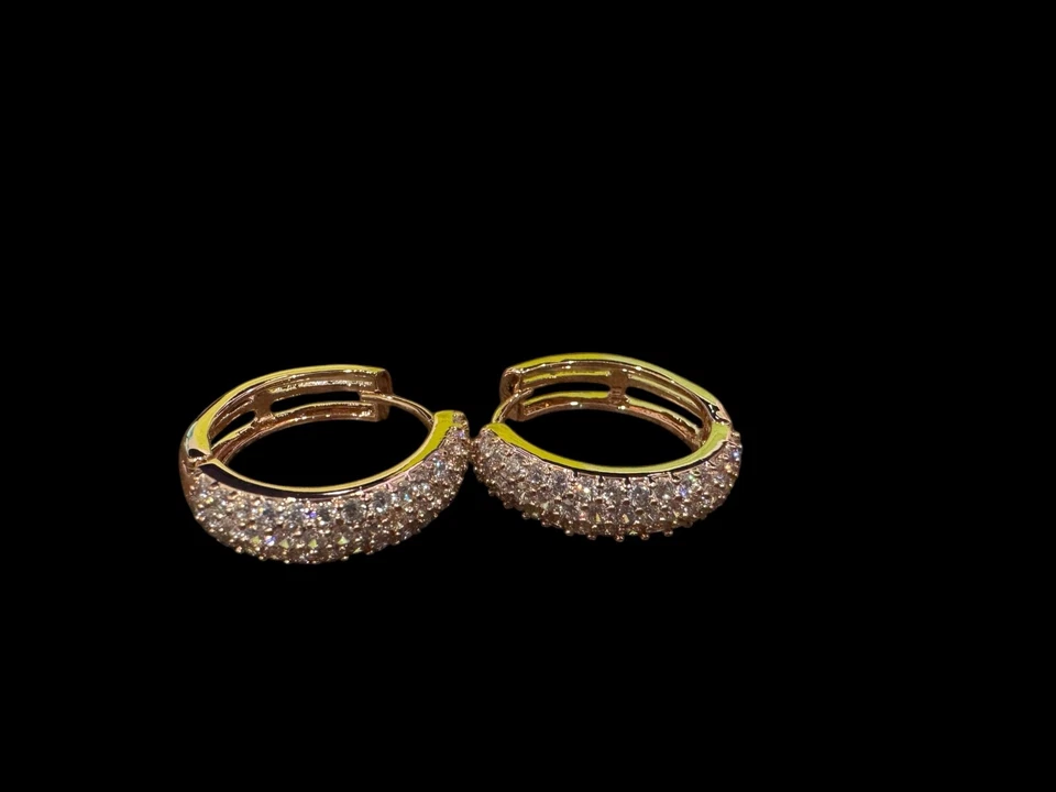 PENDIENTES DE ARO CHAPADOS EN ORO ROSA CRISTALES DE SWAROVSKI DE MODA Foto 2 de 3