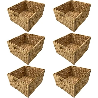eHemco Water Hyacinth Storage Wicker Baskets, Natural, Set of 6(Collectible)3T6B