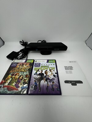 Microsoft Xbox 360 Kinect (Model 1414) Sensor Bar Bundle w/ 2 Games (Tested)
