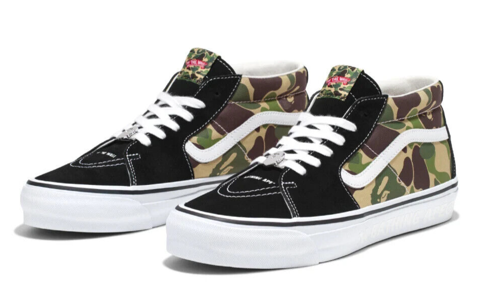 A Bathing Ape BAPE x Vans Sk8-Mid Reissue 83 Green 1K73-191 A Bathing Ape BAPE x Vans Sk8-Mid Reissue 83 Green 1K73-191