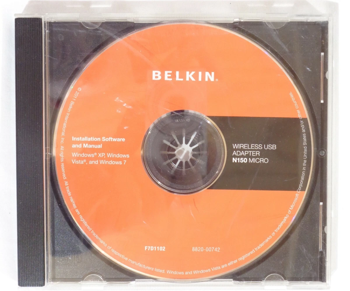Belkin Wireless USB Adapter N150 Micro Driver & Software CD.