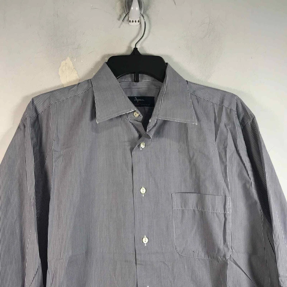 Ingram Long Sleeve Striped Button Up Shirt, Men's Size 16-41 - Blue - Image 4 of 4