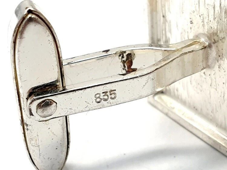 Art Deco Manschettenknöpfe Silber 835 mit Lapislazuli Cufflinks um 1930 - Bild 3 von 3