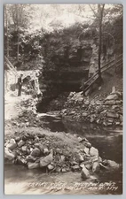 Spring Valley MN~Disappearing River~Man In Suit & Hat Ponders Mystery Caves~RPPC