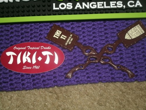 REDUCED $10 LIME GREEN TIKI TI BAR MAT + Swizzle Stick + RED OVAL TIKI Sticker - Picture 12 of 18