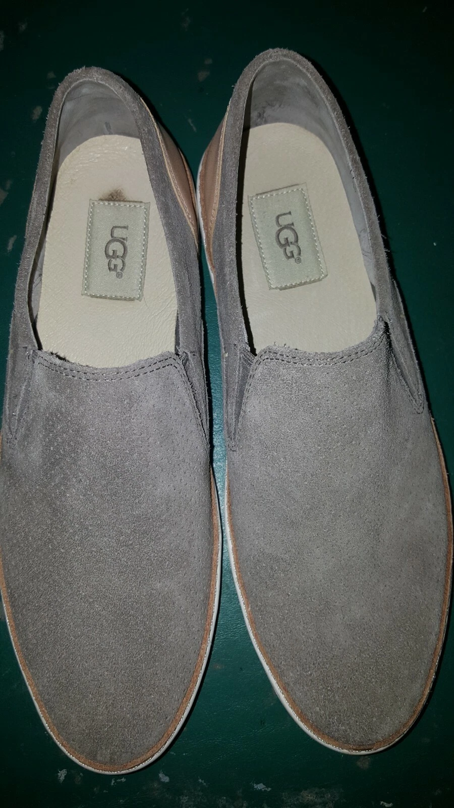 Mocassini UGG donna 1018375 pelle scamosciata grigio marrone chiaro slip on passeggio TG 8 5