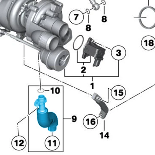 Nueva manguera de línea de retorno de línea de alimentación de aceite turbo para Mini Cooper S R55 - R61 1,6 L - Imagen 13 de 14