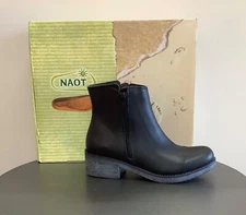 Naot's Wander Boot Black Leather Side Zip 6US/37EU, $80 BELOW Retail