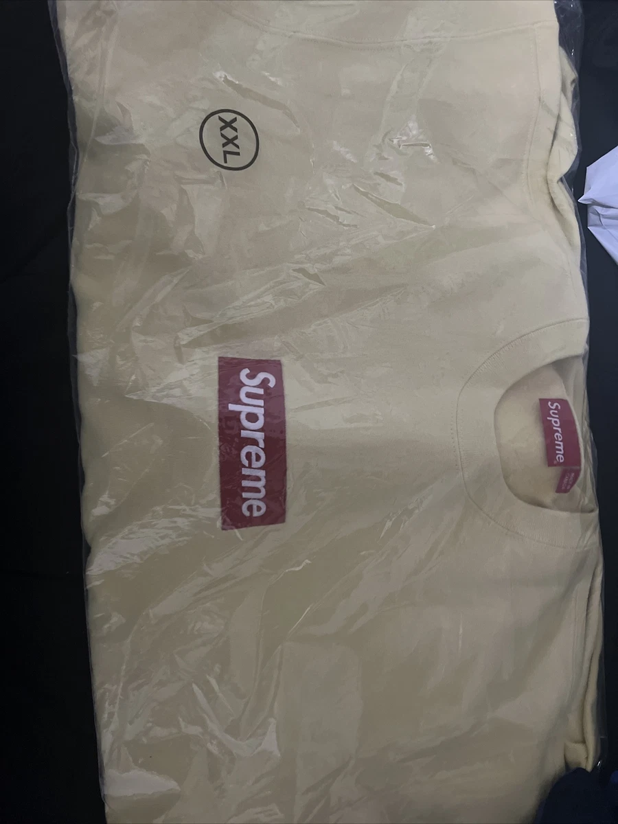 SUPREME BOX LOGO CREWNECK Pale Yellow XXL FW22 UPS NEXT DAY AIR (LOW STOCK)