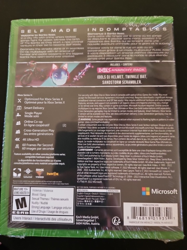 Saints Row Day One Edition ( Xbox Series X, Xbox One, 2022