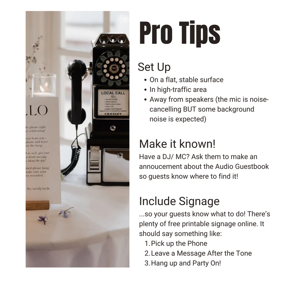 Vintage Wedding Audio Guestbook Recorder Payphone Guest Book Phone Wedding PINK - Image 4 of 4