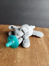 WubbaNub Gray Elephant Pacifier Binky Baby Soother Plush 6"