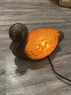 Vintage Duck Lamp Amber Glass Brass Table Lamp Night Light Bird Mallard