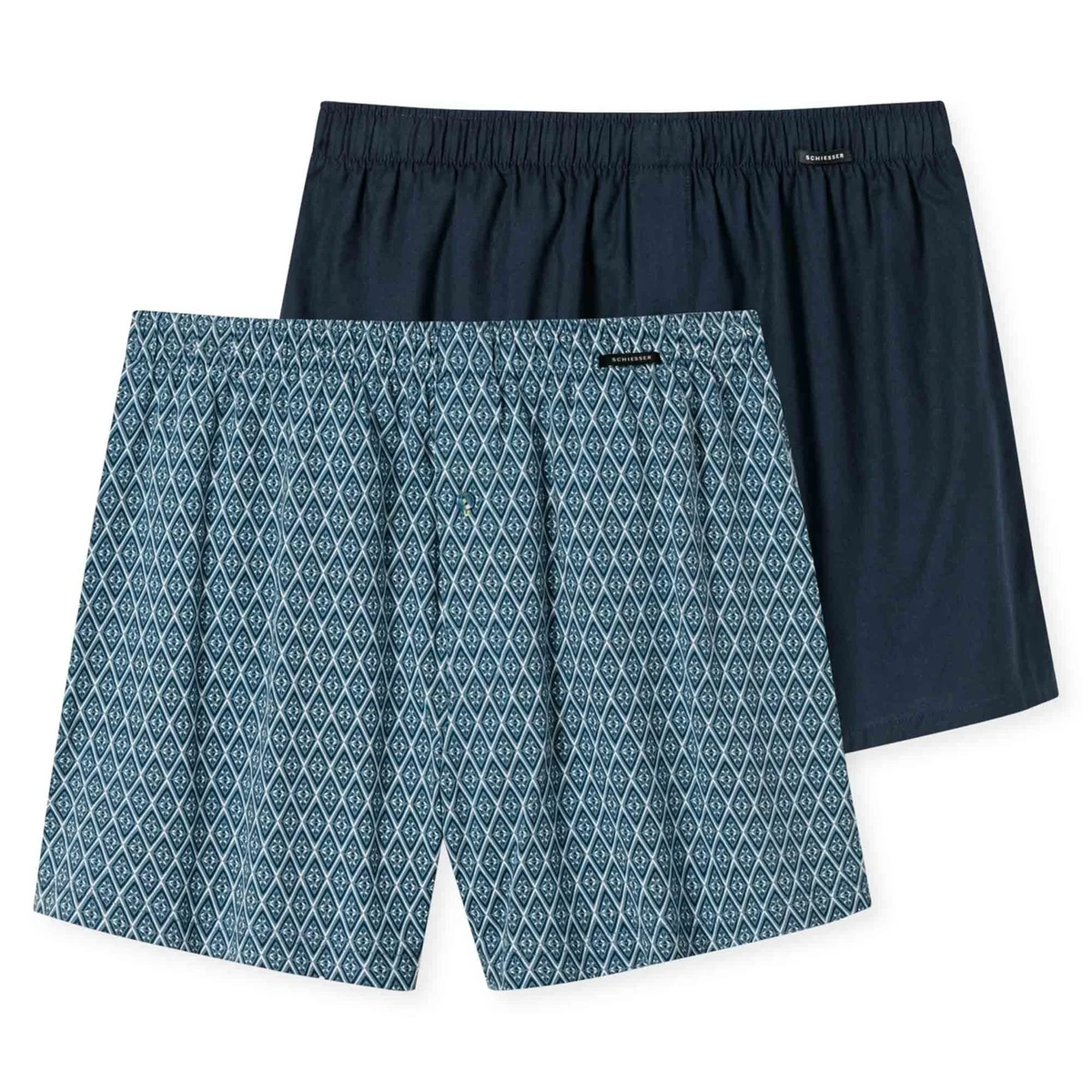SCHIESSER Slip Homme - carré, Paquet de 2 Bleu clair - Prêt-à