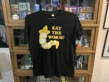 VTG 80’s EAT THE WORM Black SCREEN STARS Tequila Axl Rose Tshirt SZ L/XL - Cool