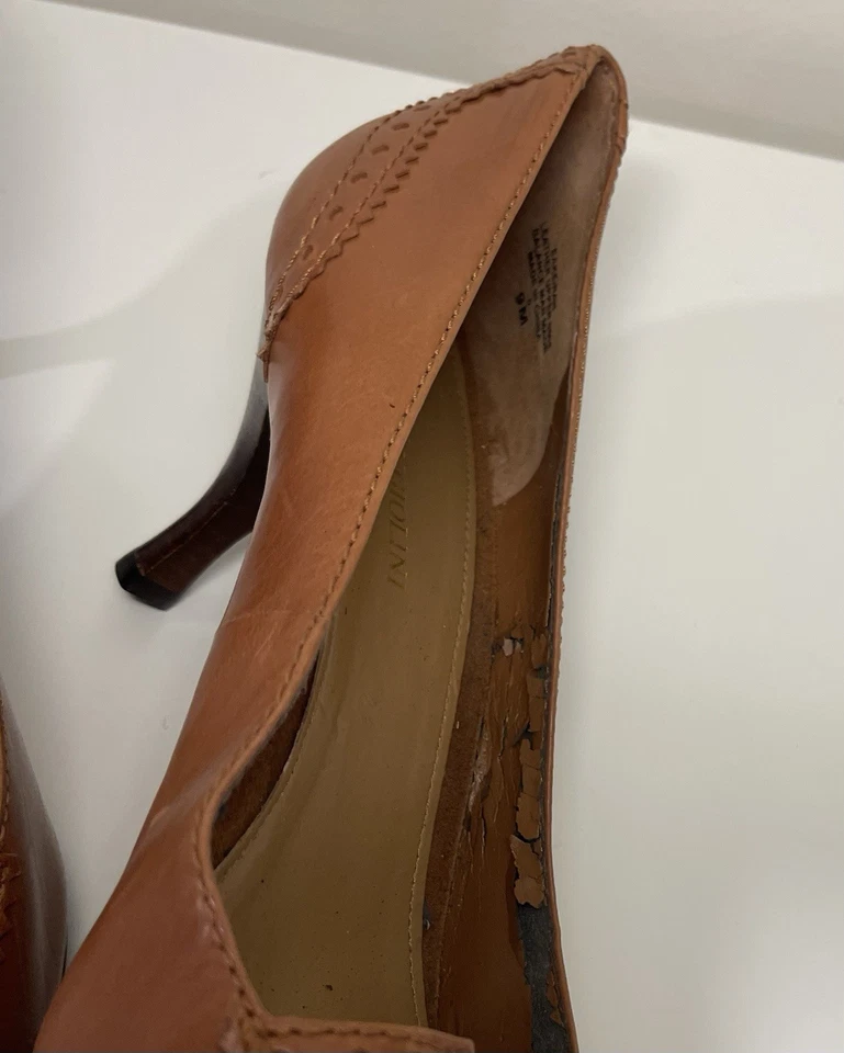 Zapatos clásicos de cuero marrón para gatito Heal con ahora detalle Foto 4 de 4