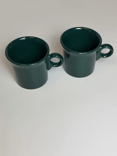 Fiesta Fiestaware Mug Evergreen O Ring  Handle HLC Made in USA Set Of Two