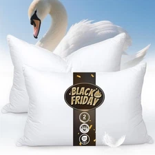 Goose Feather Pillows Queen Size Pack of 2 - Hotel Down Bed Pillow for Sleepi...