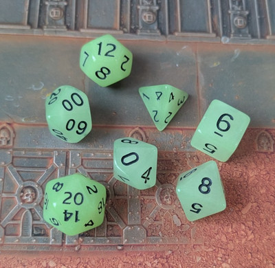 D&D Würfel Glow in the Dark Dungeons & Dragons Perzentil D20 D12 D8 D6 D4 Set