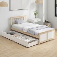 HOMCOM Storage Bed with 2 Drawers, Headboard, Wood Slat Support, Refurbished