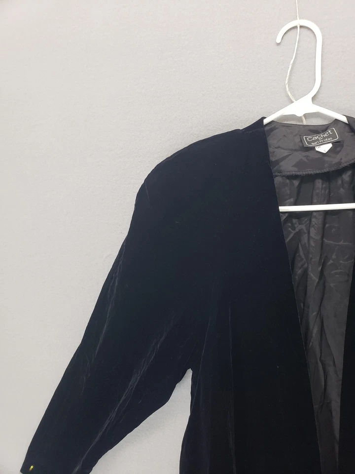 Chaqueta de Colección Cachet by Bari Protas Mujer Mediana Terciopelo Columpio Plumero EE. UU. 90s Foto 2 de 4