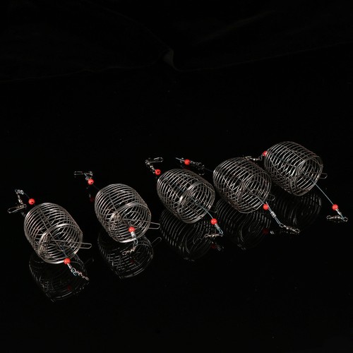 5 PCS Portable Holder Fishing Feeder Bait Cage Cages Wire Basket