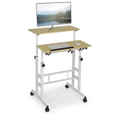 Costwy Adjustable Computer Desk Mobile Stand up Desk  Tilting Workstation