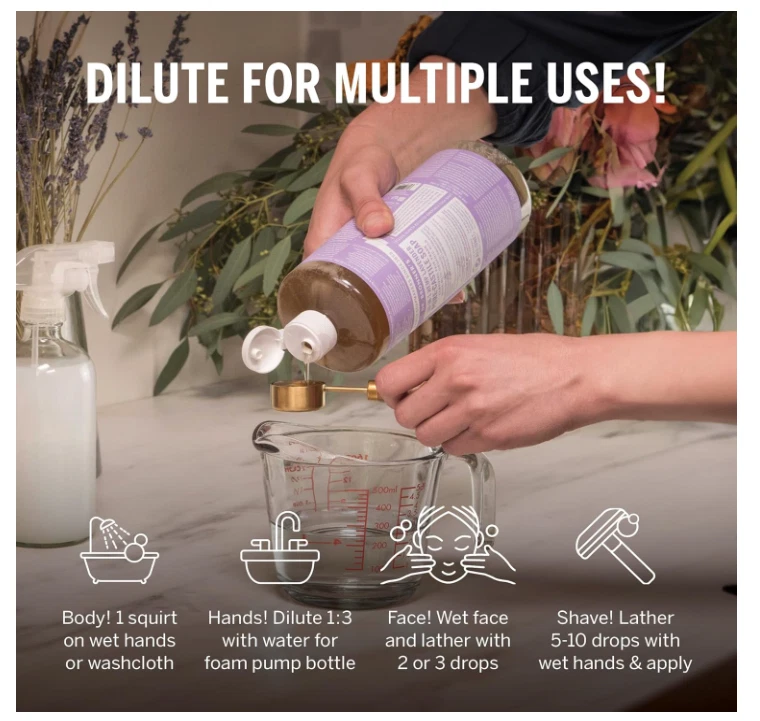 Dr. Bronner's Pure-Castile Liquid Soap - Lavender - 1 Gallon (4 x 32 oz) NEW! - Image 4 of 4