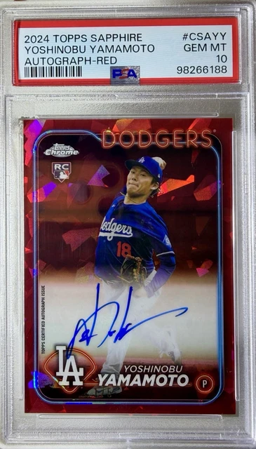 2024 Topps Chrome Sapphire Yoshinobu Yamamoto Red Auto 1/5 PSA 10