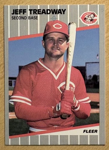 Jeff Treadway 1989 Fleer RARE ERROR TARGET ABOVE HEAD Card #173, MINT