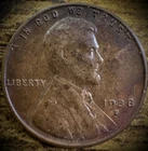 1938-S Lincoln Wheat Penny Cent About Uncirculated Toned