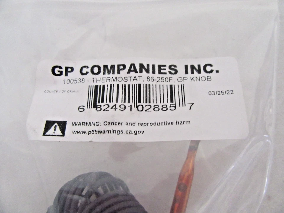 GP 100538 Panel Mount Probe Style Thermostat 86º - 250º (20 Amp) 120 or 240 volt - Image 3 of 4
