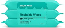 Amazon Basics Flushable Wipes, Fragrance Free, Adult Wet Wipes,126 Count 3 Pack