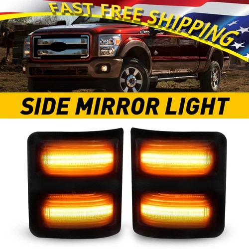 Fit for 08-16 Ford F250 F350 F550 Smoked F450 Amber Lens LED Side Mirror Lights