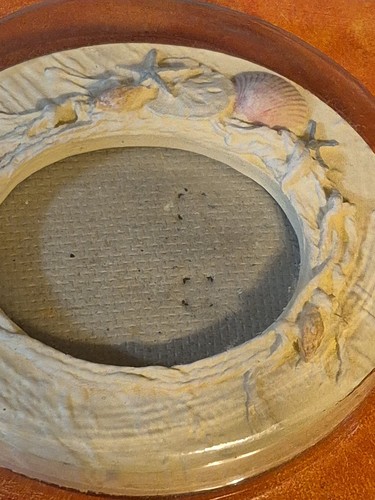 Vintage 1980s 1990s stoneware pottery nautical oval tabletop picture frame - Picture 11 of 16