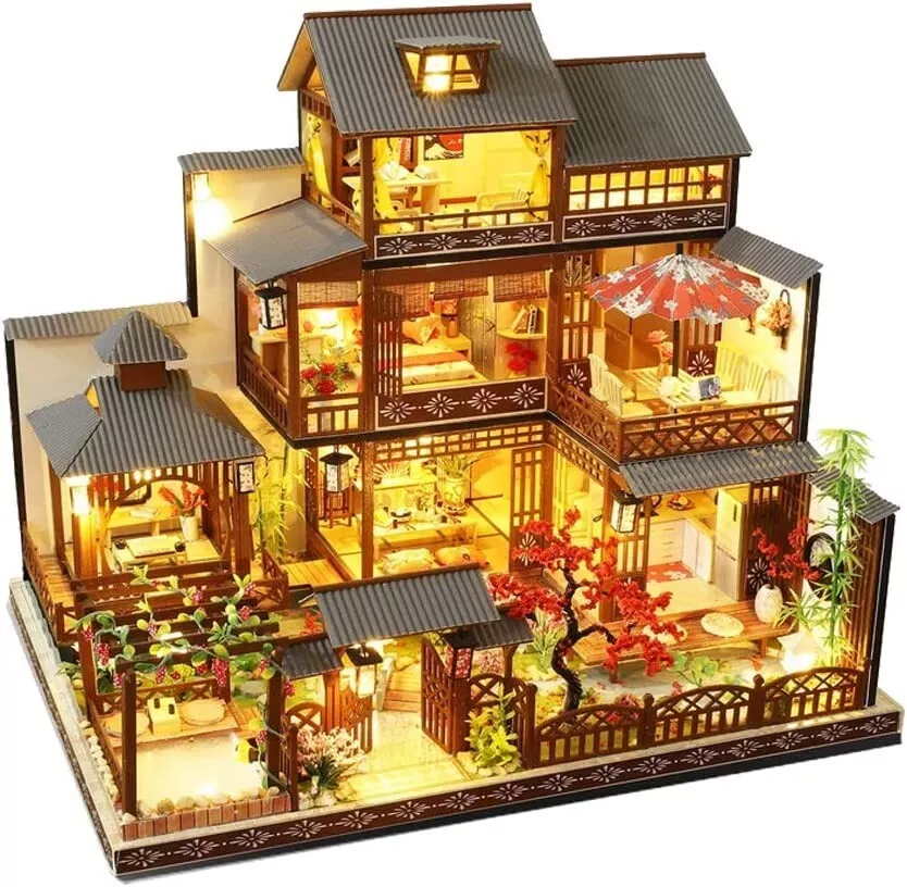 Diy Doll House Music+led Light Villa Model Building Kit Wooden