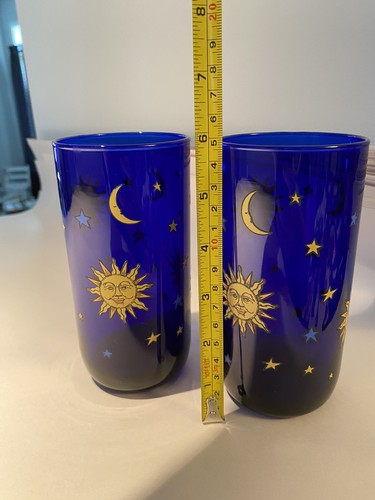 Vintage Cobalt Blue Celestial drinking glasses, Set of two, Excellent condition - Picture 2 of 4