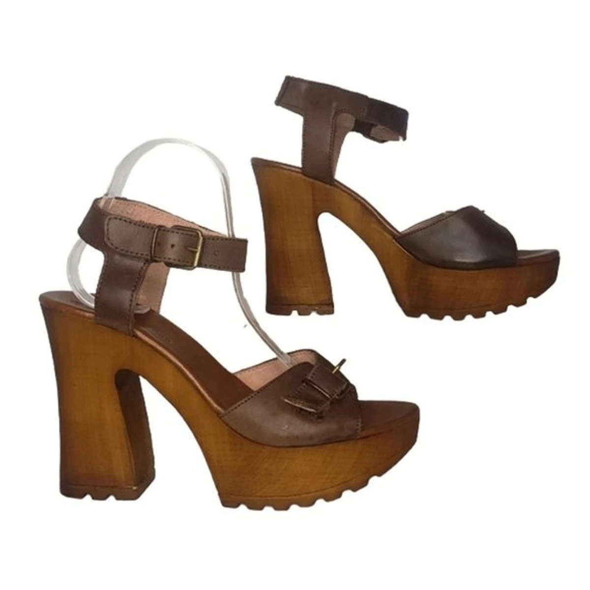 MUSSE CLOUD Brown Leather Platform Sandals Size 10 eBay