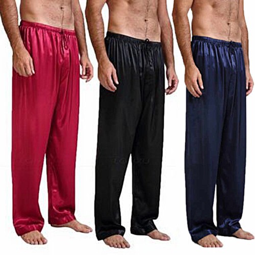 Pigiama uomo pantalone seta raso fondo pigiama pantalone pigiama casual accogliente - Foto 3 di 12