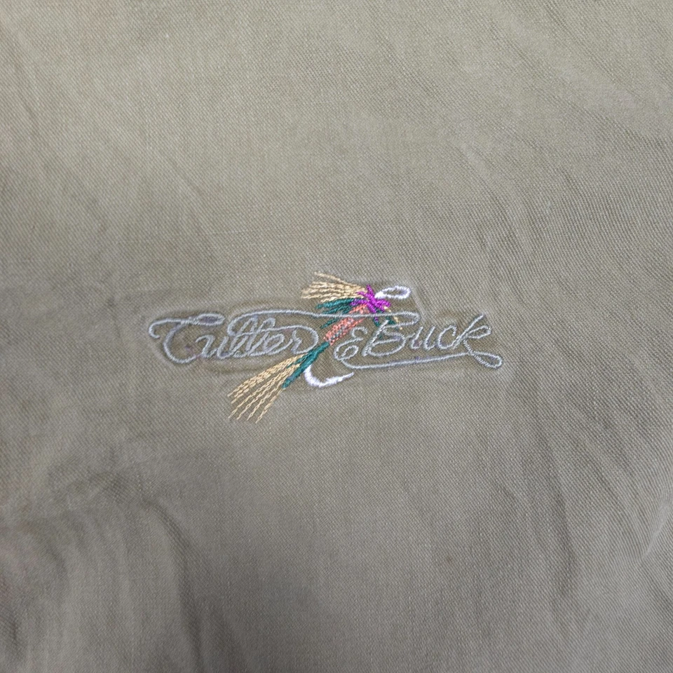 Vintage Cutter & Buck Shirt Mens MEDIUM green button up long sleeve Size M - Image 2 of 4