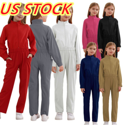 Halloween Kids Long Sleeve Coveralls Overalls Jumpsuit Flight Suit with Pockets