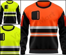 Hi Vis Visibility Reflective Sweatshirt 2 Tone Jumper With Elasticated Cuff S-2X