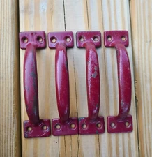 Vintage Red Screen Door Handle, Drawer  Pull, Sash Lift 5”