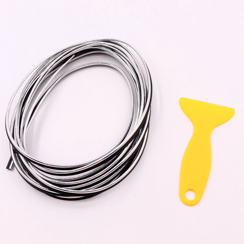 Tira de relleno interior exterior universal plateada para decoración de molduras de estilo de coche 5M Foto 3 de 4