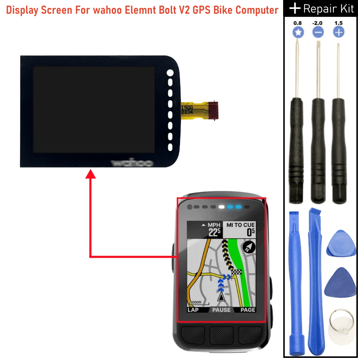 LCD Display Screen For Wahoo Elemnt Bolt V2 Bike Computer Assembly
